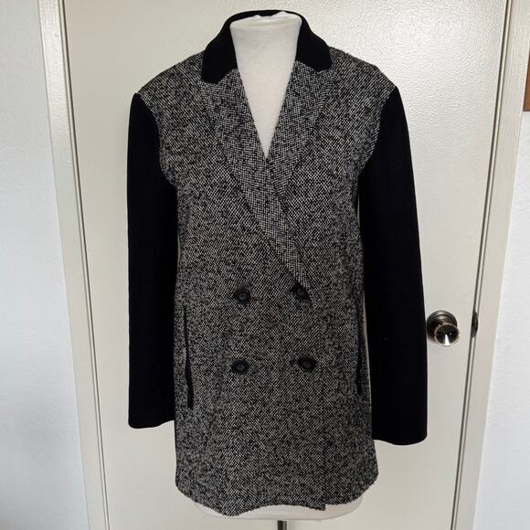 Tibi Women's Bonded Tweed Double Breasted Pea Coat Size 0 - Picture 1 of 5